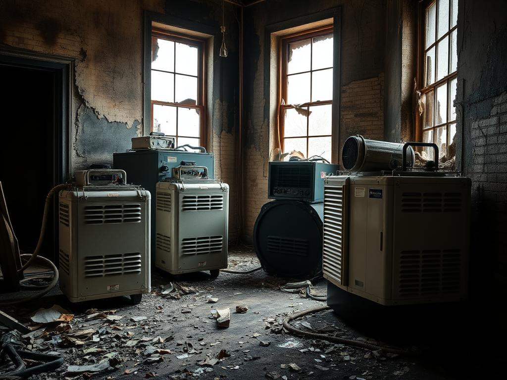 Industrial dehumidifiers in fire restoration